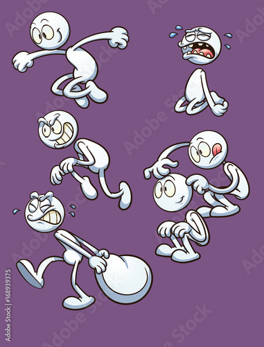 Generic character performing different actions. Vector clip art illustration with simple gradients. Some elements on separate layers. 