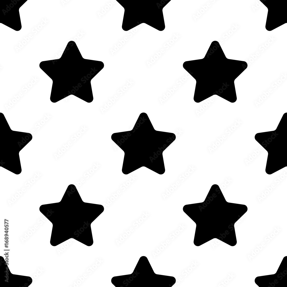 Stars black seamless pattern on white background Flat design Vector Illustration Stars black seamless pattern on white background Flat design Vector Illustration