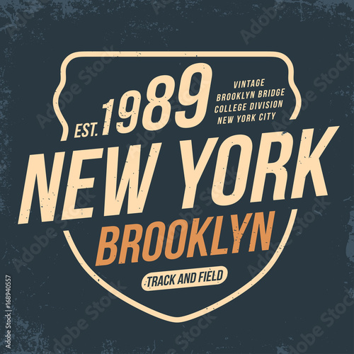 New York, athletic sport typography for t shirt print. Varsity style. T-shirt graphics © Yevhenii