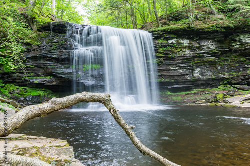 Scenic Waterfall in Ricketts Glen State Park in The Poconos in Pennsylvania