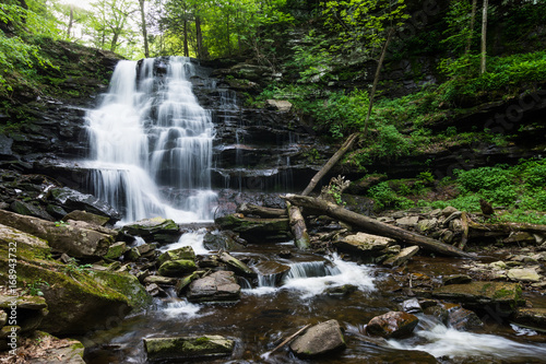 Fototapeta Naklejka Na Ścianę i Meble -  Scenic Waterfall in Ricketts Glen State Park in The Poconos in Pennsylvania