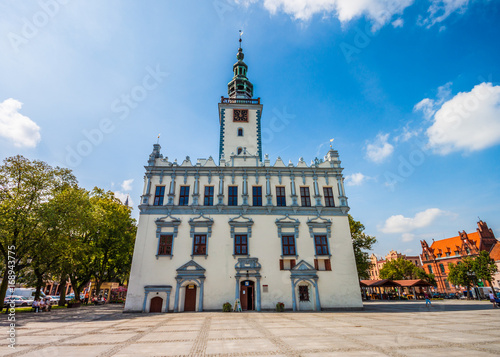 Main city square - Town Hall in Chelmno, Poland.  photo