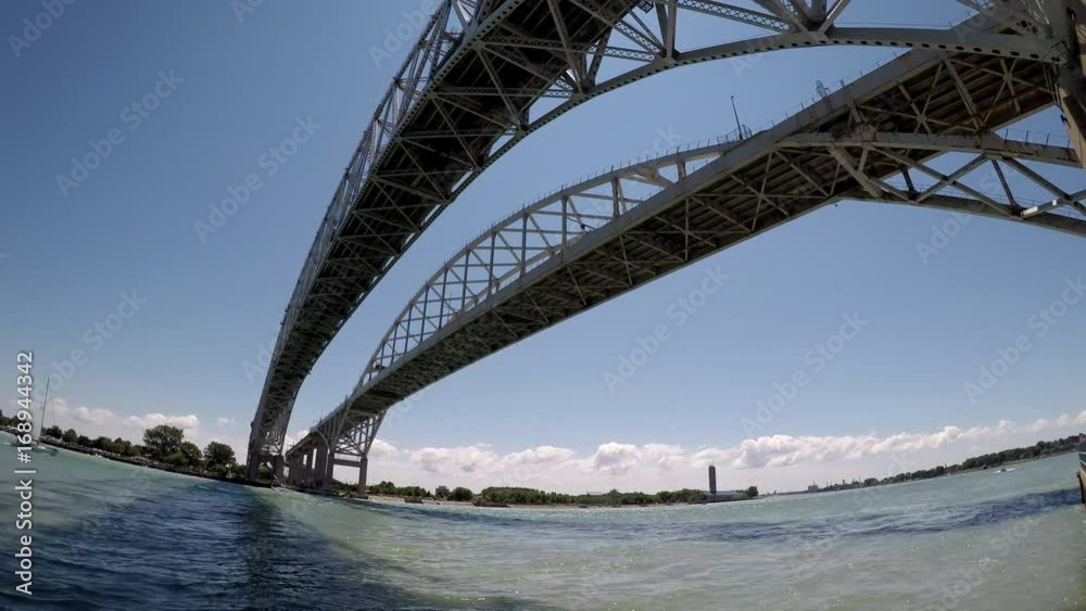 Timelapse Under Blue Water Bridge Lake Huron into St. Clair River Timelapse Under Blue Water Bridge Lake Huron into St. Clair River