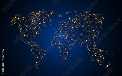 abstract telecommunication technology concept world map background photo