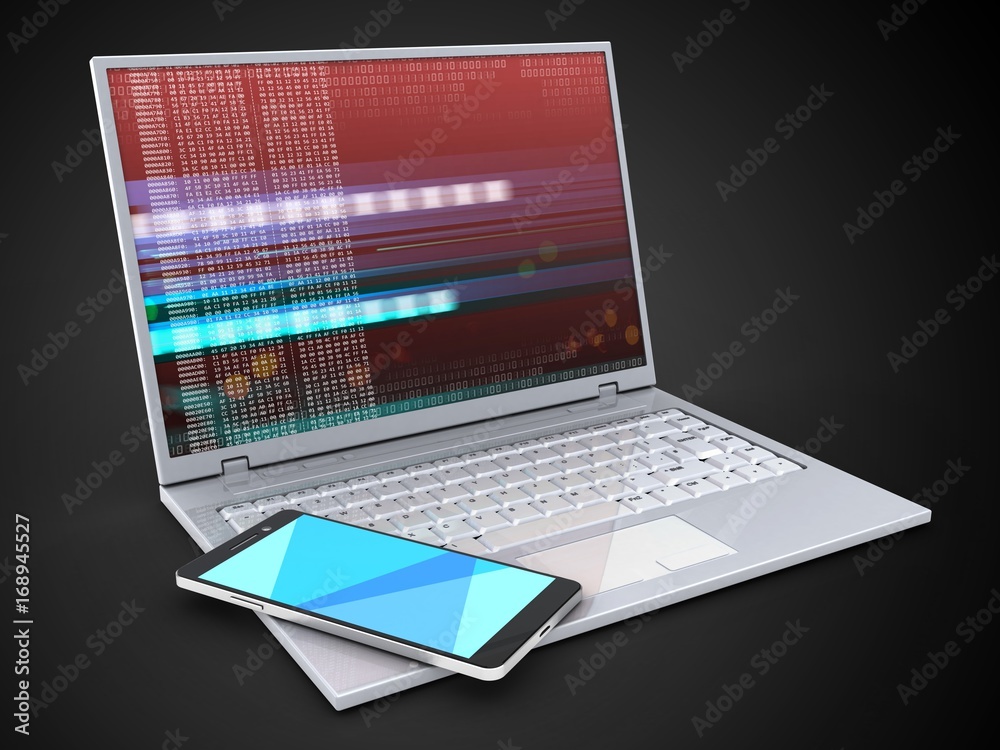 3d laptop and smartphone 3d laptop and smartphone