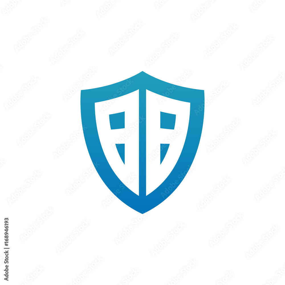 Initial letter BB, shield logo, modern blue color