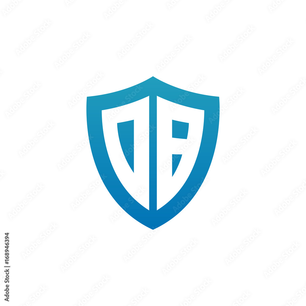 Initial letter DB, shield logo, modern blue color Initial letter DB, shield logo, modern blue color