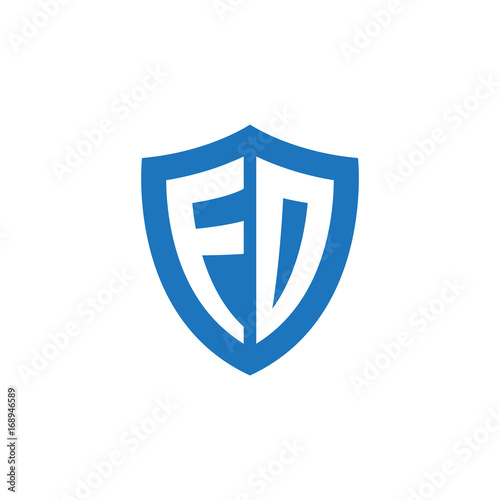 Free Download Initial letter FD, shield logo, modern blue color - GFXLoad