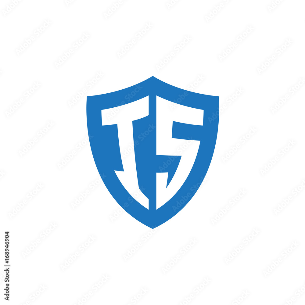 Initial letter IS, shield logo, modern blue color Initial letter IS, shield logo, modern blue color