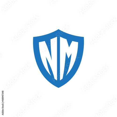 Free Download Initial letter NM, shield logo, modern blue color - GFXLoad