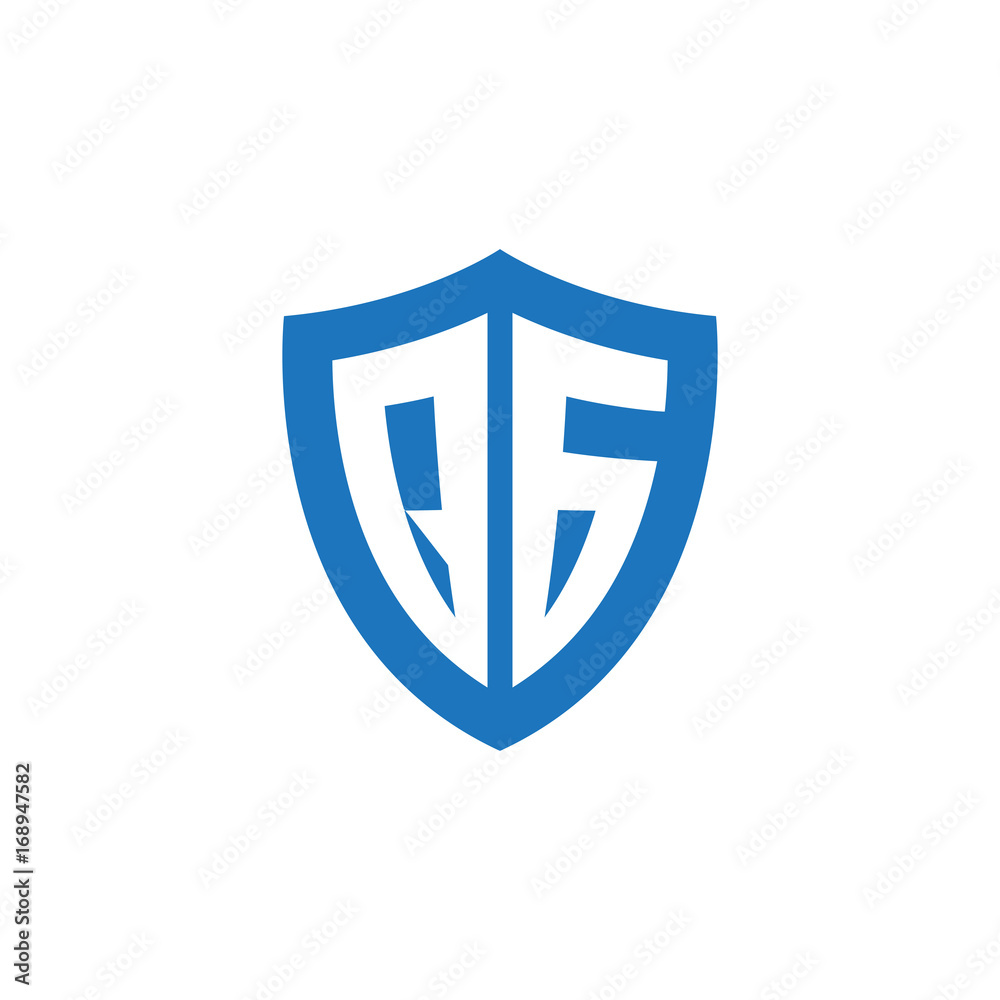 Initial letter QG, shield logo, modern blue color Initial letter QG, shield logo, modern blue color