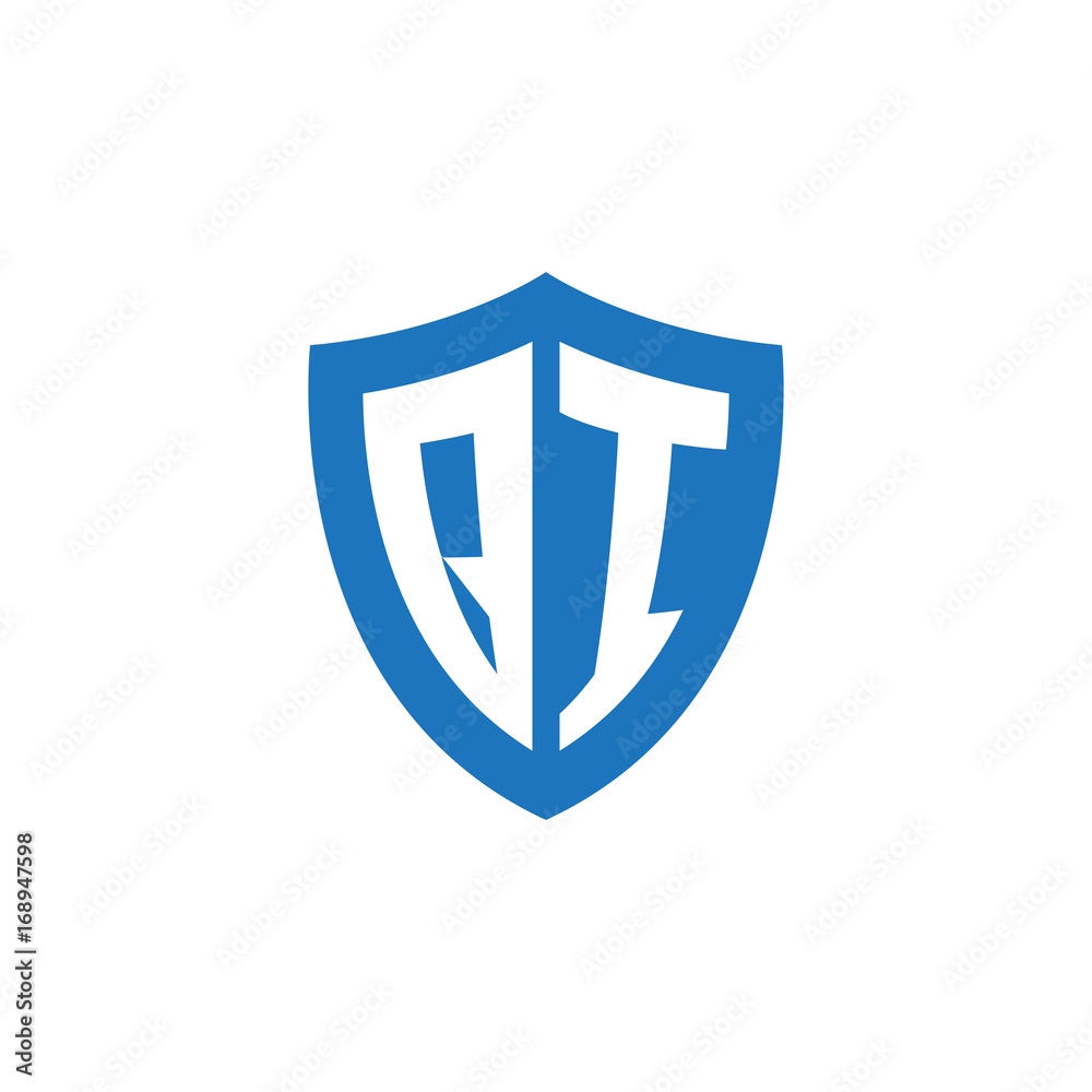 Initial letter QI, shield logo, modern blue color Initial letter QI, shield logo, modern blue color