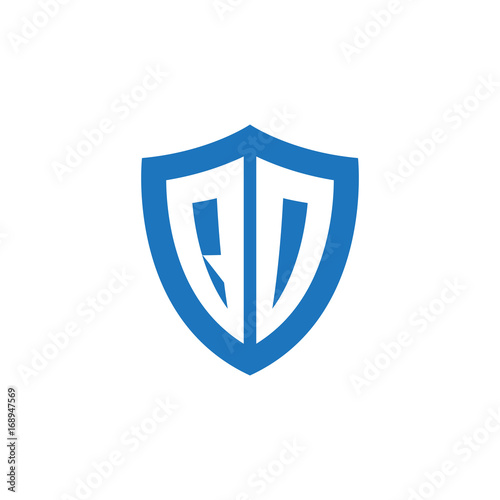 Free Download Initial letter QD, QO, shield logo, modern blue color - GFXLoad