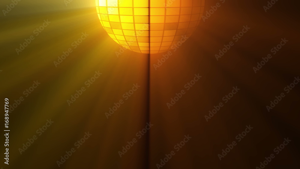 Naklejka premium Abstract background with disco ball and lights. 3D rendering