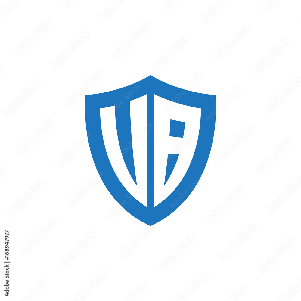 Initial letter UB, VB, shield logo, modern blue color Initial letter UB, VB, shield logo, modern blue color