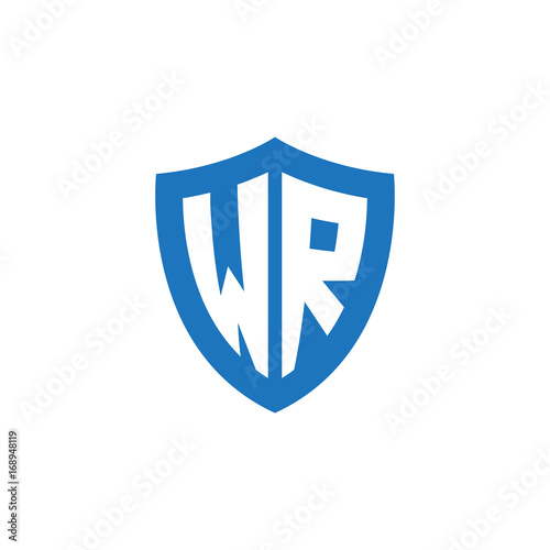 Free Download Initial letter WR, shield logo, modern blue color - GFXLoad