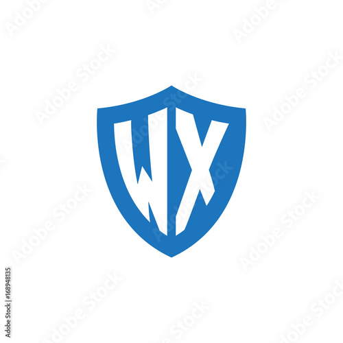 Free Download Initial letter WX, shield logo, modern blue color - GFXLoad