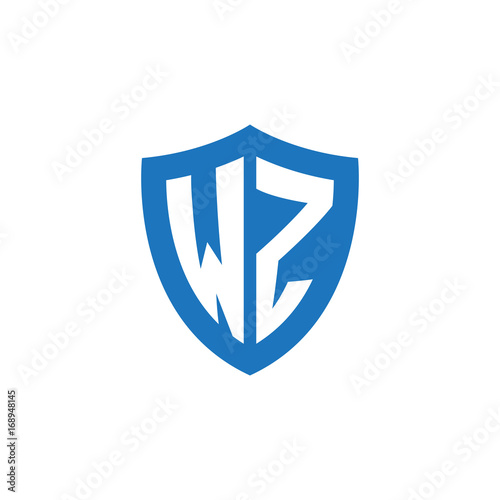 Free Download Initial letter WZ, shield logo, modern blue color - GFXLoad