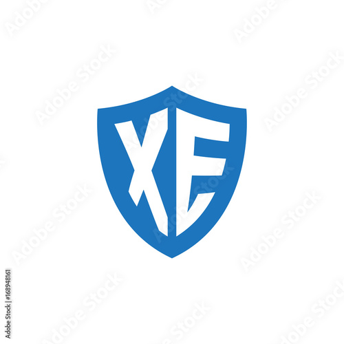 Free Download Initial letter XE, shield logo, modern blue color - GFXLoad