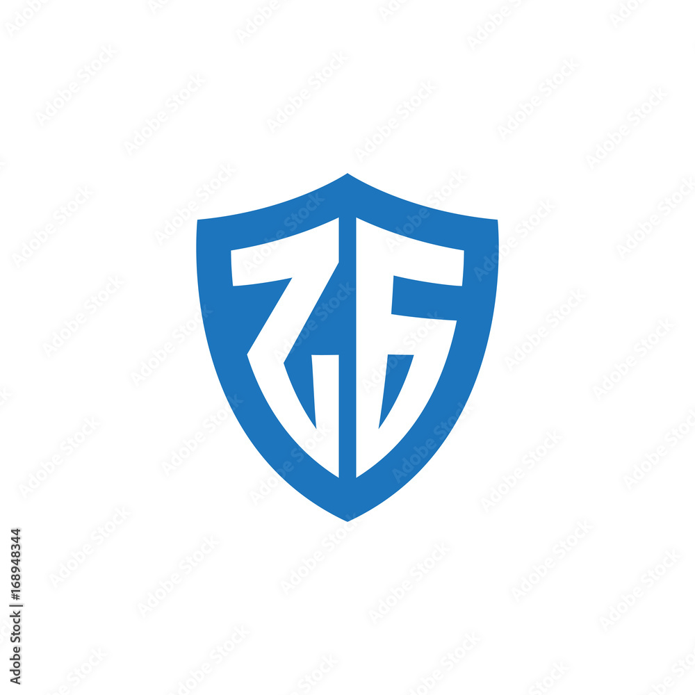 Initial letter ZG, shield logo, modern blue color