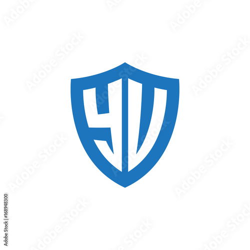 Free Download Initial letter YU, YV, shield logo, modern blue color - GFXLoad