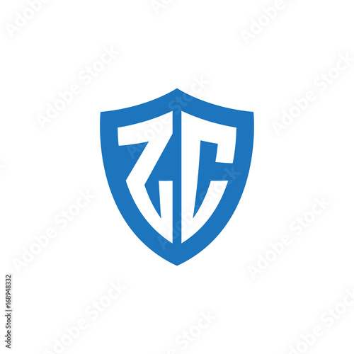 Free Download Initial letter ZC, shield logo, modern blue color - GFXLoad