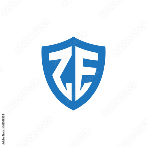 Free Download Initial letter ZE, shield logo, modern blue color - GFXLoad