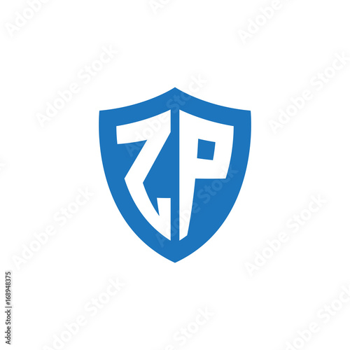 Free Download Initial letter ZP, shield logo, modern blue color - GFXLoad