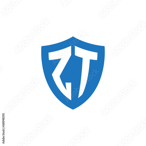 Free Download Initial letter ZT, shield logo, modern blue color - GFXLoad
