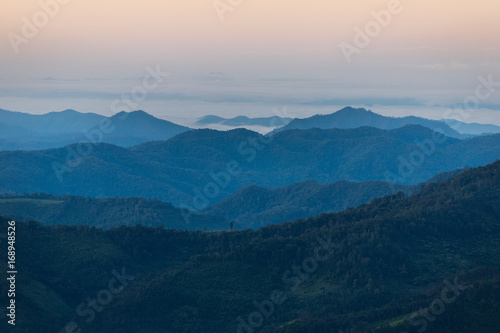Fog with mountains. In the morning  the mountains in Mae Hong Son Province.