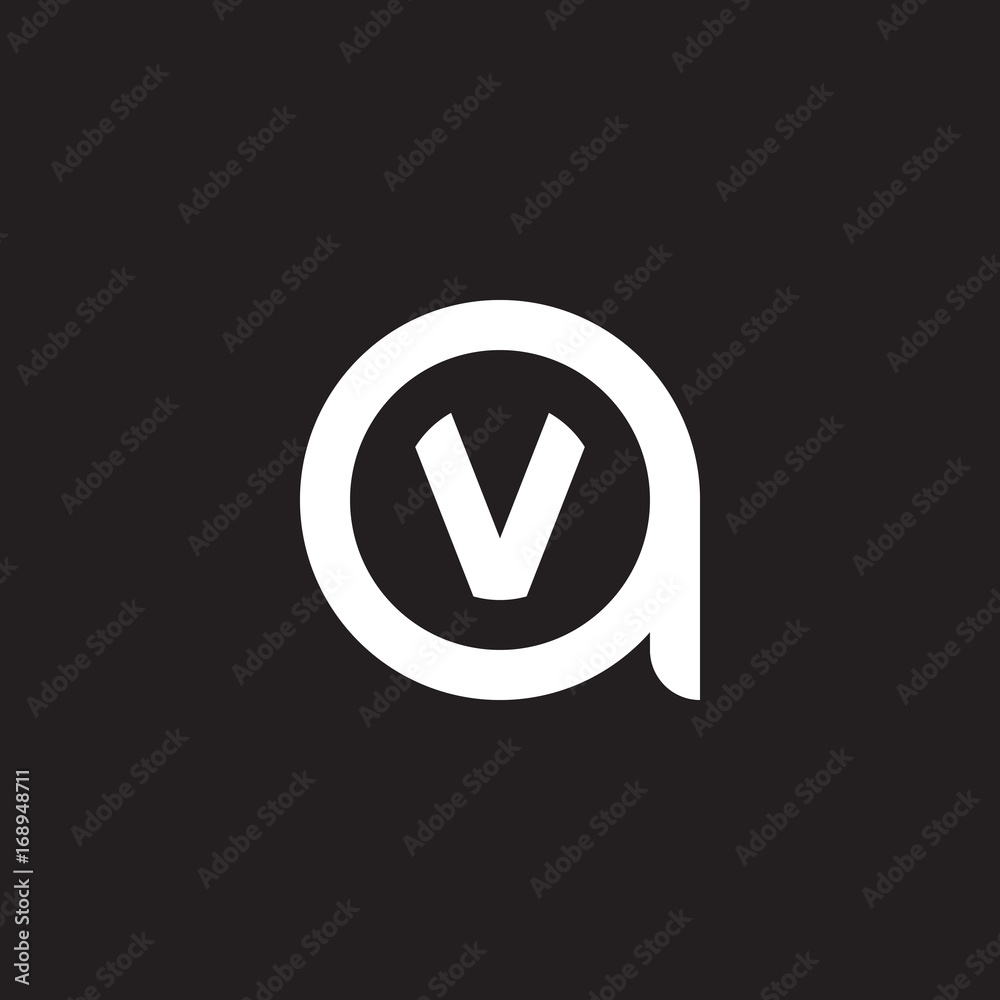 Initial lowercase letter logo av, va, v inside a, monogram rounded shape, white color on black background
Initial lowercase letter logo av, va, v inside a, monogram rounded shape, white color on black background
