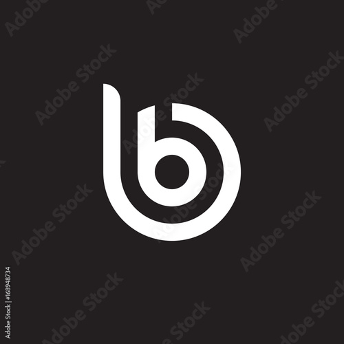 Initial lowercase letter logo bb, b inside b, monogram rounded shape, white color on black background
