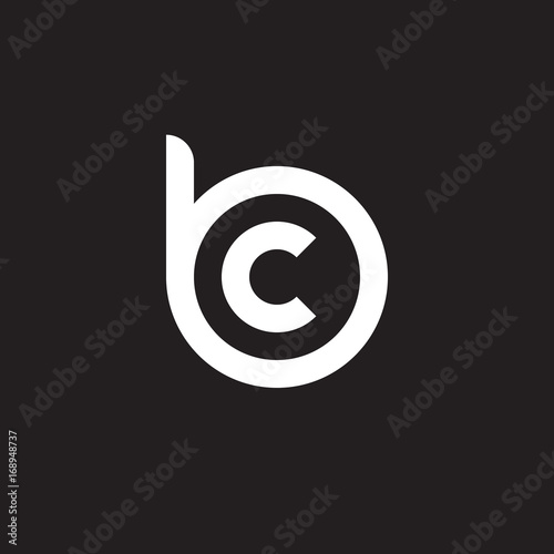 Initial lowercase letter logo bc, cb, c inside b, monogram rounded shape, white color on black background