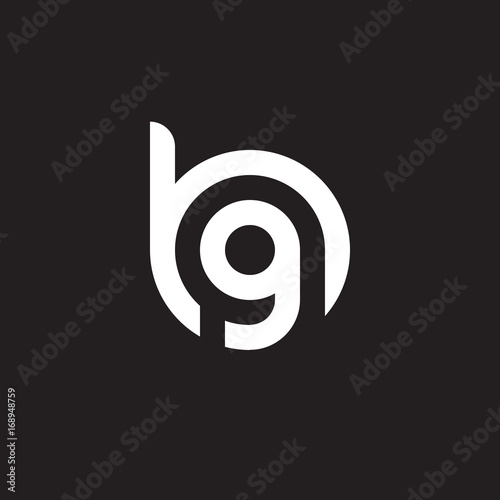 Initial lowercase letter logo bg, gb, g inside b, monogram rounded shape, white color on black background