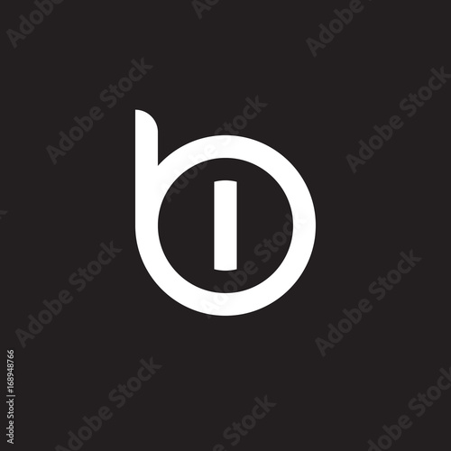 Initial lowercase letter logo bi, ib, i inside b, monogram rounded shape, white color on black background