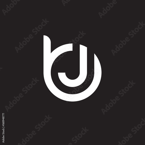 Initial lowercase letter logo bj, jb, j inside b, monogram rounded shape, white color on black background