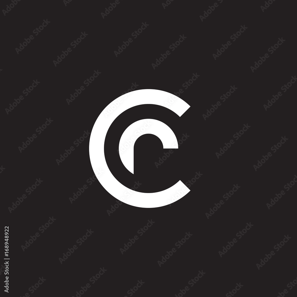 Initial lowercase letter logo cr, rc, r inside c, monogram rounded shape, white color on black background Initial lowercase letter logo cr, rc, r inside c, monogram rounded shape, white color on black background
