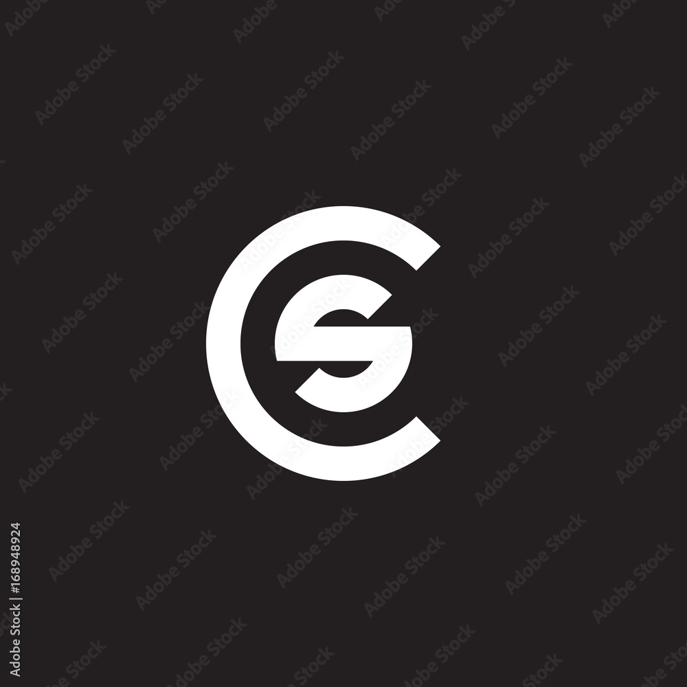 Initial lowercase letter logo cs, sc, s inside c, monogram rounded shape, white color on black background Initial lowercase letter logo cs, sc, s inside c, monogram rounded shape, white color on black background