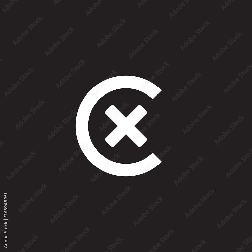 Initial lowercase letter logo cx, xc, x inside c, monogram rounded shape, white color on black background Initial lowercase letter logo cx, xc, x inside c, monogram rounded shape, white color on black background