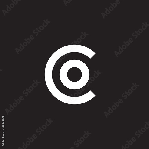 Initial lowercase letter logo co, oc, o inside c, monogram rounded shape, white color on black background