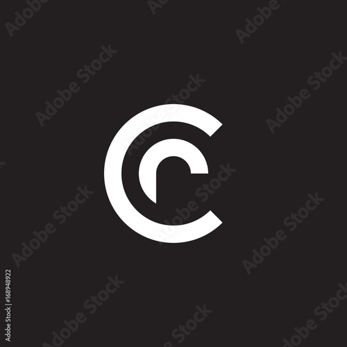 Initial lowercase letter logo cr, rc, r inside c, monogram rounded shape, white color on black background