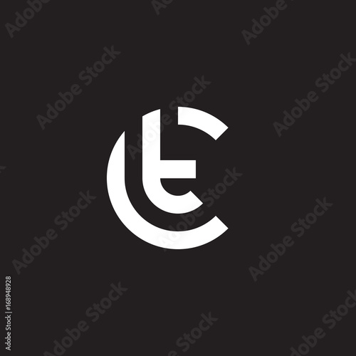Initial lowercase letter logo ct, tc, t inside c, monogram rounded shape, white color on black background
