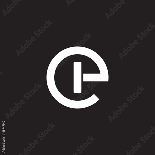 Initial lowercase letter logo ei, ie, i inside e, monogram rounded shape, white color on black background