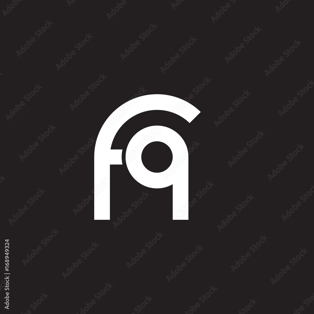 Initial lowercase letter logo fq, qf, q inside f, monogram rounded shape, white color on black background Initial lowercase letter logo fq, qf, q inside f, monogram rounded shape, white color on black background