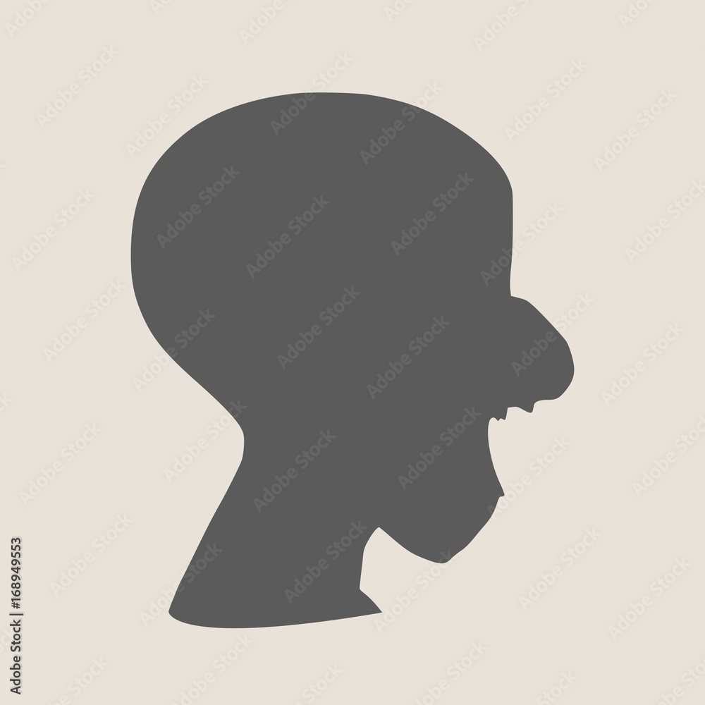 Demonic ugly face. Devil scream character. Demon or monster screaming with in an open mouth as a side view horror face. Simple silhouette Demonic ugly face. Devil scream character. Demon or monster screaming with in an open mouth as a side view horror face. Simple silhouette