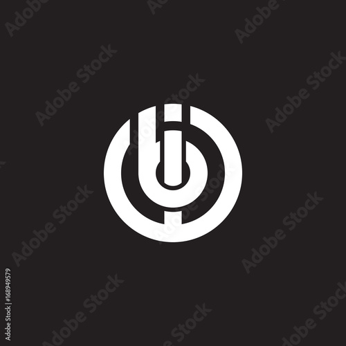 Initial lowercase letter logo ib, bi, monogram rounded shape, white color on black background