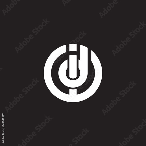 Initial lowercase letter logo id, di, monogram rounded shape, white color on black background