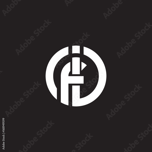 Initial lowercase letter logo if, fi, monogram rounded shape, white color on black background
