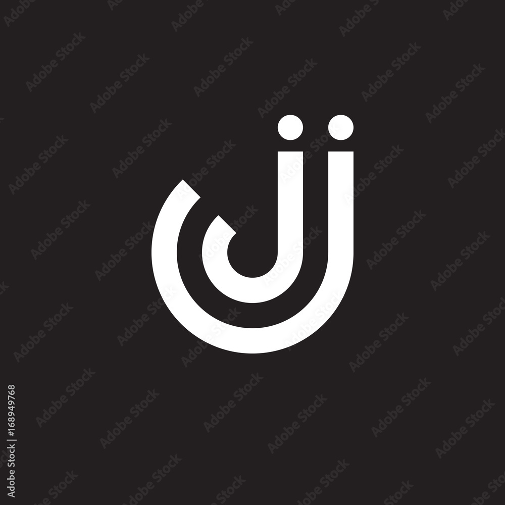 Initial lowercase letter logo jj, j inside j, monogram rounded shape