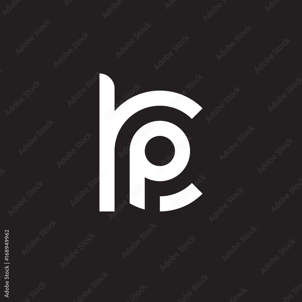 Initial lowercase letter logo kp, pk, p inside k, monogram rounded shape, white color on black background Initial lowercase letter logo kp, pk, p inside k, monogram rounded shape, white color on black background